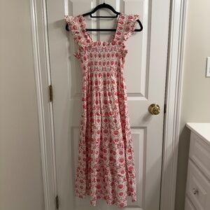 Hill House Home Ellie Midi Smocked Nap Dress Pink Mermaid Seashell XS